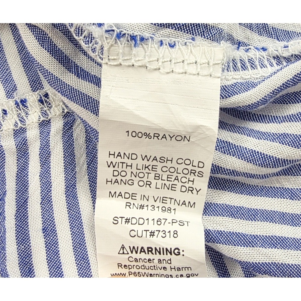Naif Blue White Pin Striped Elastic Waist Ruffle Hem Midi Dress Women's Size M - Picture 5 of 6